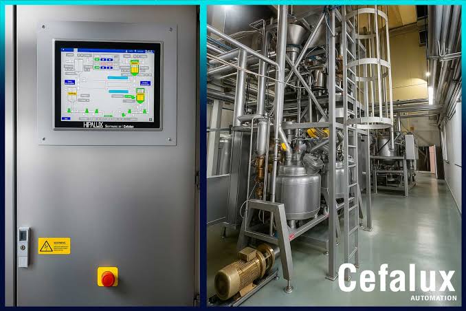 Retrofit industrial con panel de control Hipalux y planta de proceso